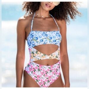 Altar'd State Floral One Piece Swimsuit - strap missing